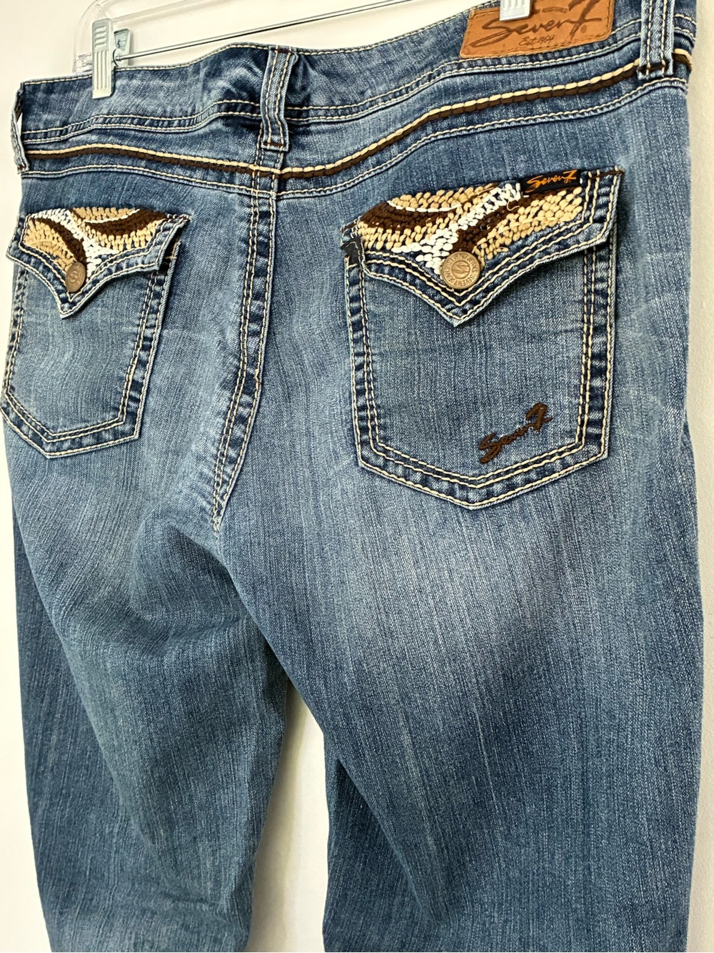 Seven7 Women's Bootcut Jeans Classic Wash Thick Stitch 14 - Picture 5 of 8